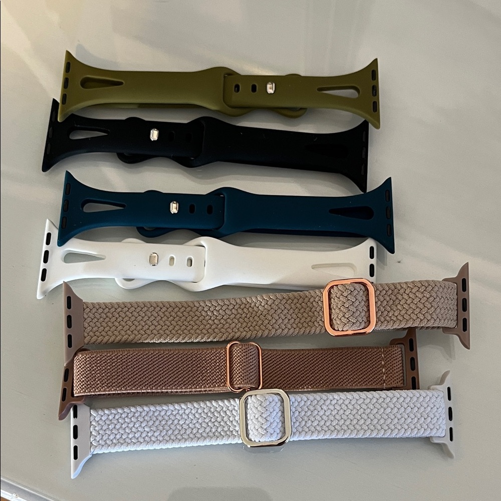 Collection of Apple Watch Bands Set - Black, Blue, White, Brown